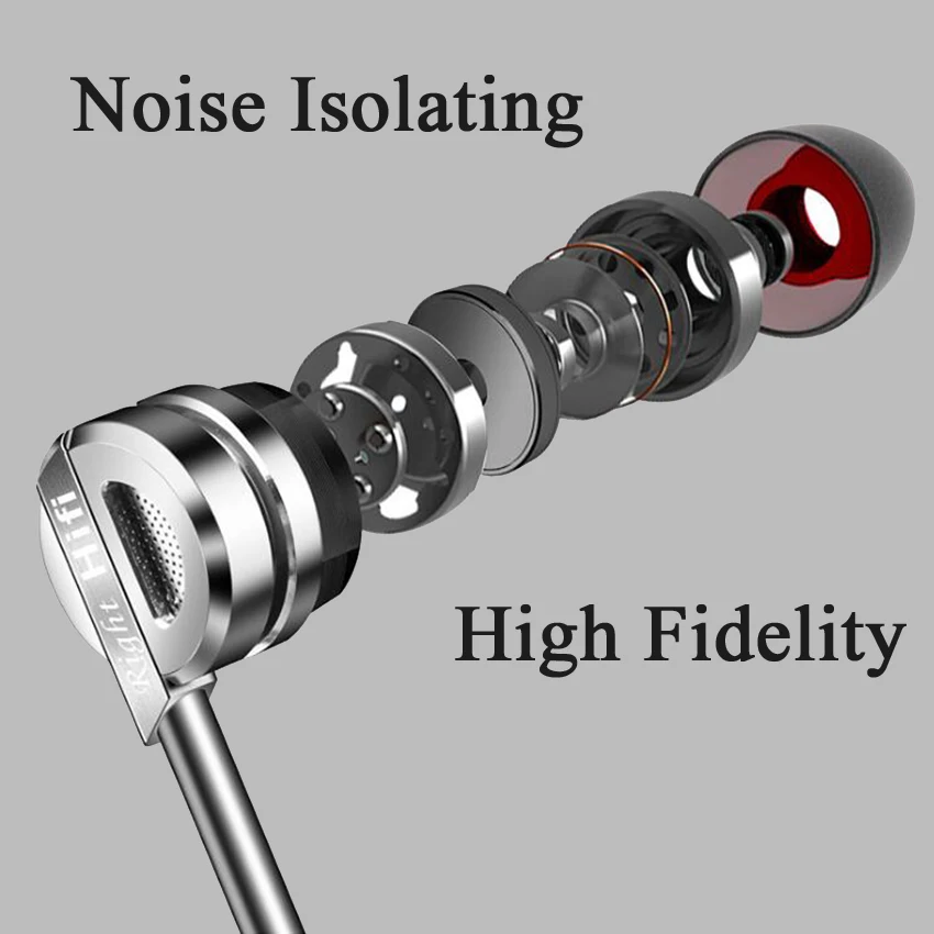 Funelego New Earplugs Earphone With MIC Use For Apple Android Smart Phone F23 Model Stereo Heavy Bass MP3 HD Metal Case | Электроника