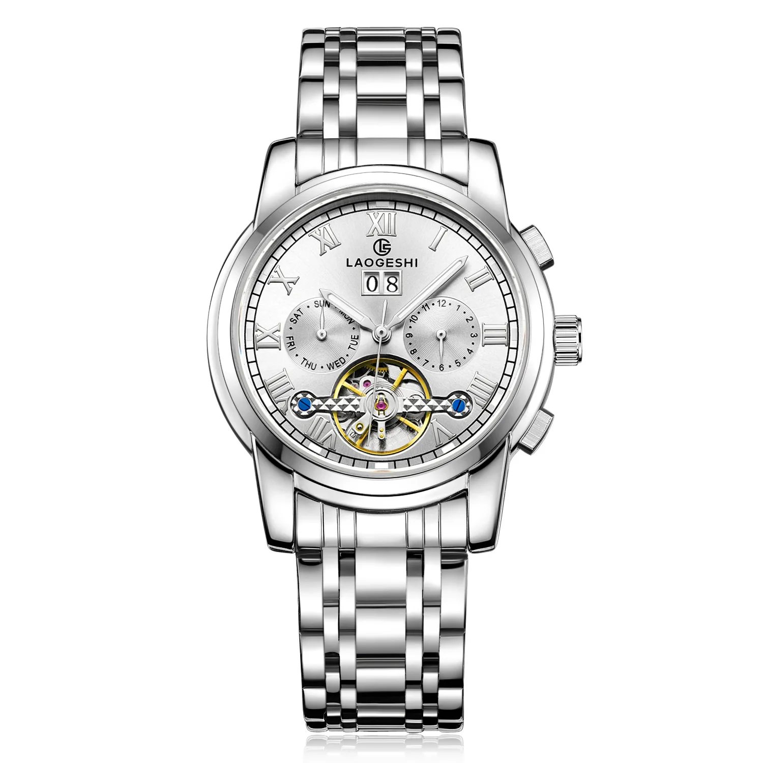 Top Brand Luxury Mens Tourbillon Automatic Mechanical Watch Stainless Steel Auto Date Gold Waterproof Male Wristwatch Relojes | Наручные
