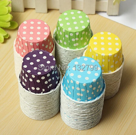 100 шт. милые бумажные мини-кружки в горошек для торта обертки кексов футляры