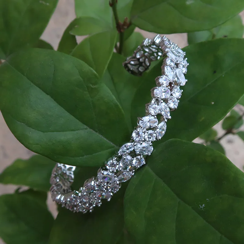 Новая мода AAA кубический цирконий багет Браслет Микро паве закрепка манжета