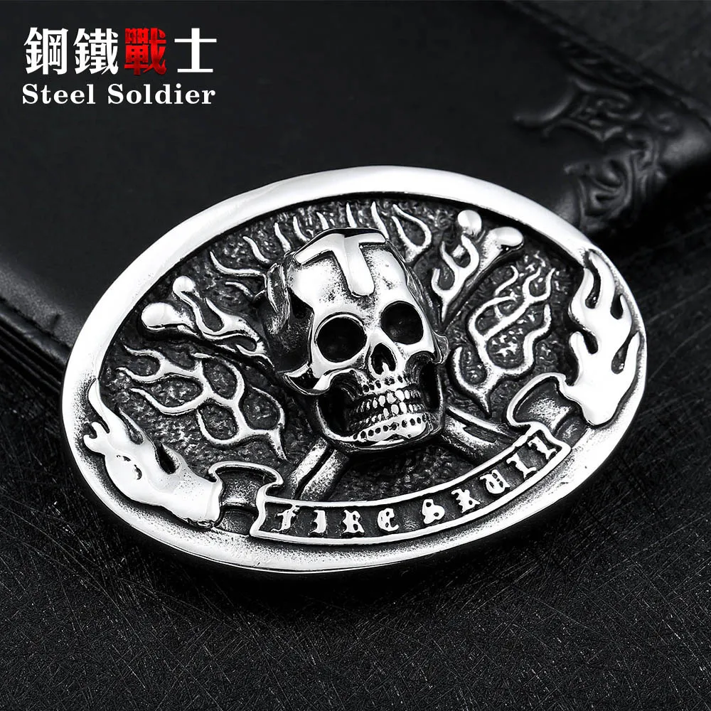 Мужская стальная пряжка с черепом Прямая поставка оптовая продажа уникальный