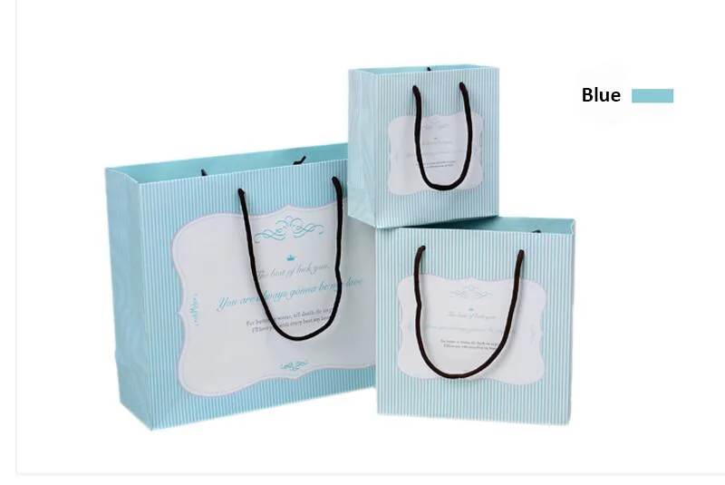 10 упаковок бумажный пакет в розовую и зеленую полоску с ручкой упаковочный для