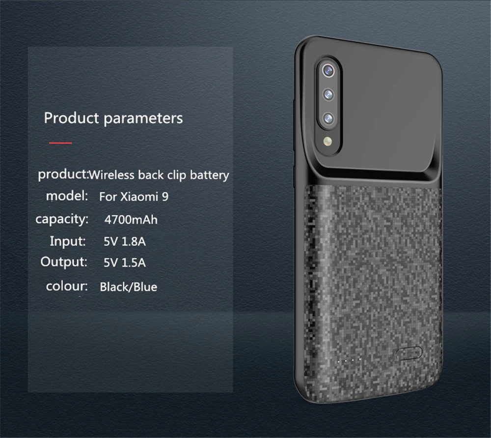 4700 мАч, беспроводной Чехол для зарядного устройства для Xiaomi Mi 9 SE, чехол с зажимом на заднюю панель, портативный внешний аккумулятор, чехол для зарядки