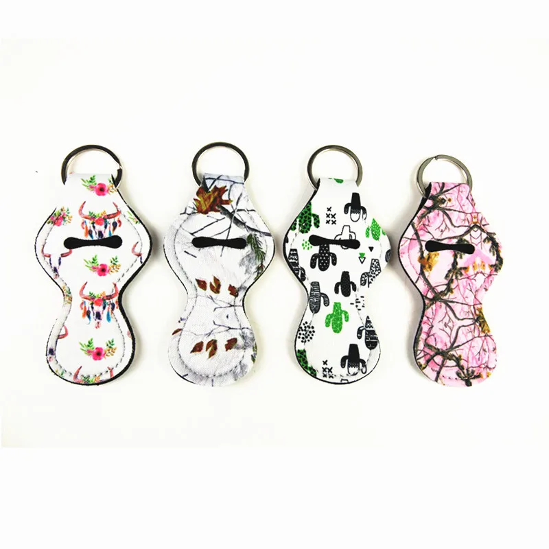 

300pcs/lot Softball Basketball Football Baseball Printed Neoprene Chapstick Keychain Holder Case Storage Bag Party Gift