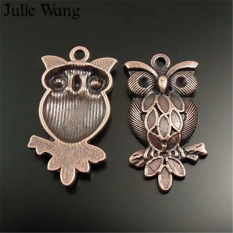 Julie Wang 5 30 шт Сова амулеты красная медь античные птицы сплав животное для ожерелья