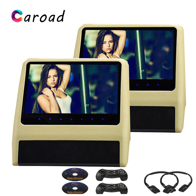 Caroad 2 шт. 9 дюймовый автомобильный монитор на подголовник видео DVD плеер с USB/SD ЖК