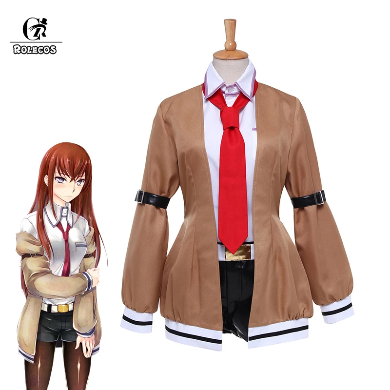 ROLECOS Steins Gate Zero Аниме Косплей Kurisu Makise Костюм женский костюм полный комплект (пальто