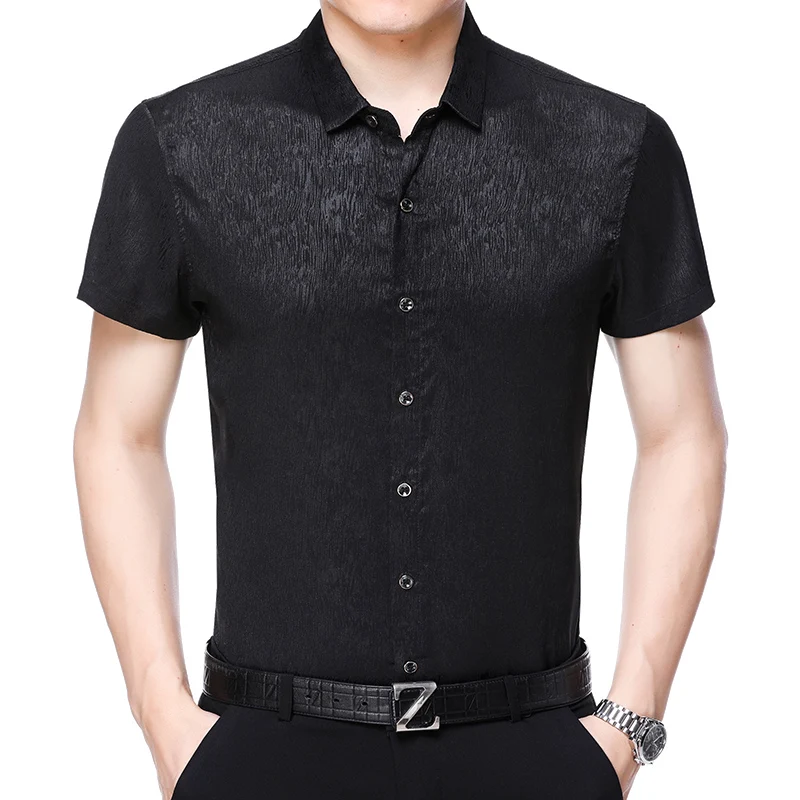 Новинка 2018 мужские Летние Стильные полосатые мягкие шелковые рубашки для отдыха