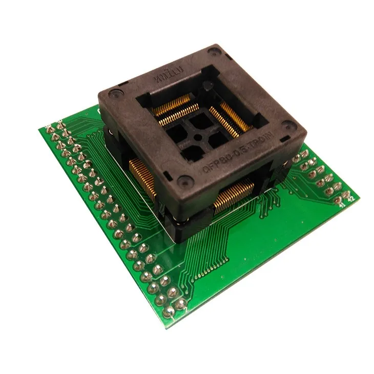

TQFP80 FQFP80 QFP80 до DIP80 OTQ-80-0.5-02 сгорание в шаге теста 0,5 мм IC Размер корпуса 12x12 мм программируемая розетка ZIF адаптер