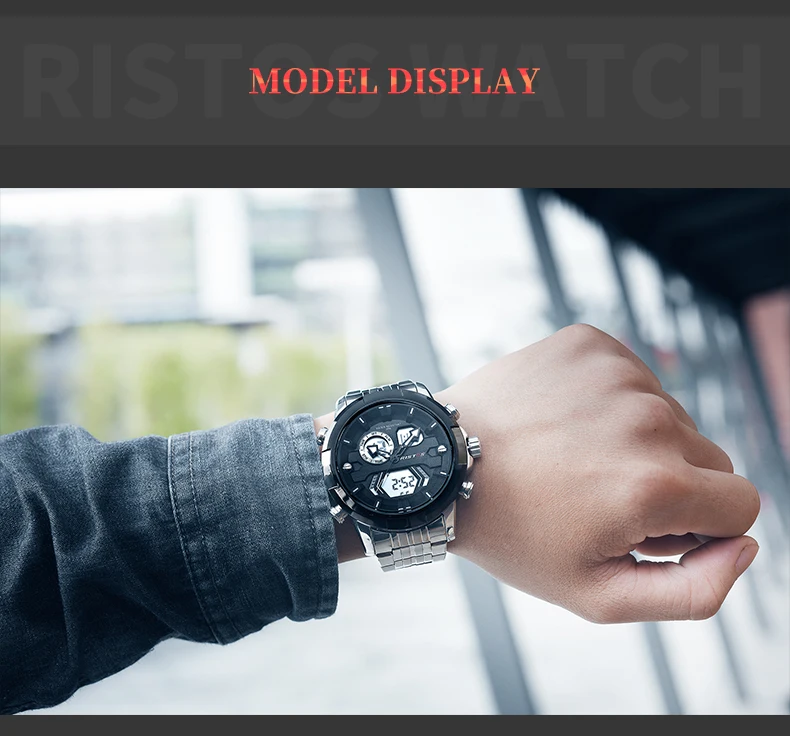 RISTOS Мужские Цифровые Аналоговые наручные часы модные часы Relojes Masculino Hombre многофункциональные мужские спортивные часы с хронографом Новинка 9359