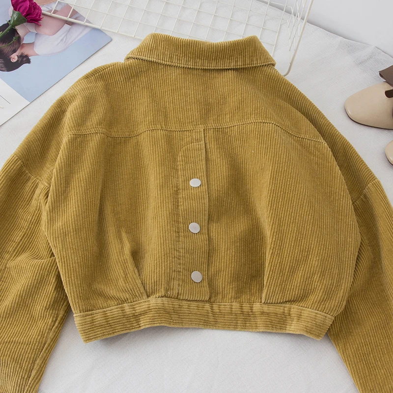 2018 Новые Модные Женская куртка пальто женские вельветовые Короткие свободный