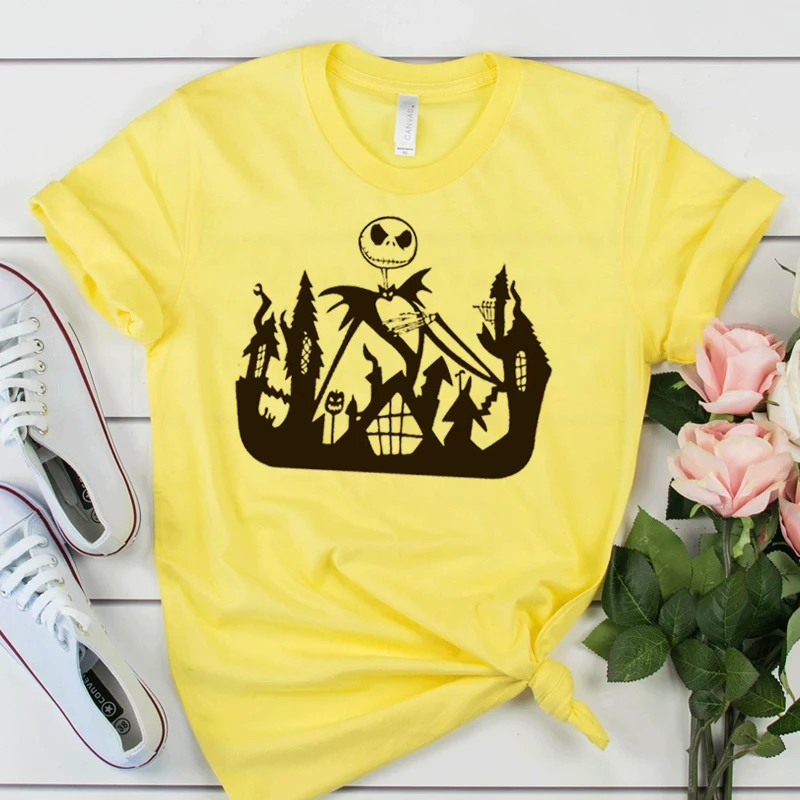 Halloween Festival Graphic Tees Women Skeleton Funny Party T-shirt Pumpkin Streetwear Tshirt Hipster Cotton Tops Drop Shipping