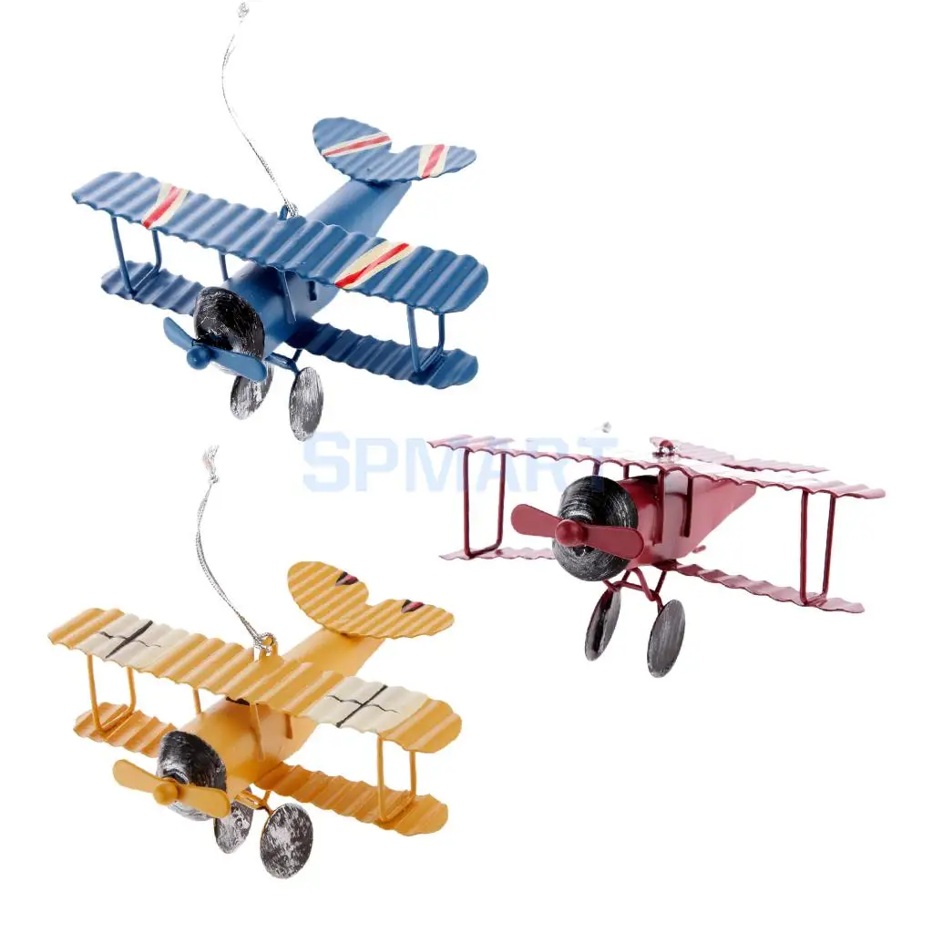 Коллекционная модель металлического самолета Biplane Plane Toy String Hanging Decoration|Вертолеты