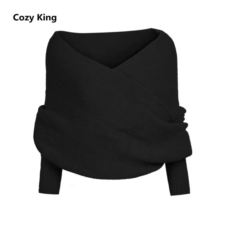 Cozy King women sweater pullovers 2018 hot new spring autumn casual fashion v neck solid color strapless sexy knitted sweaters | Женская
