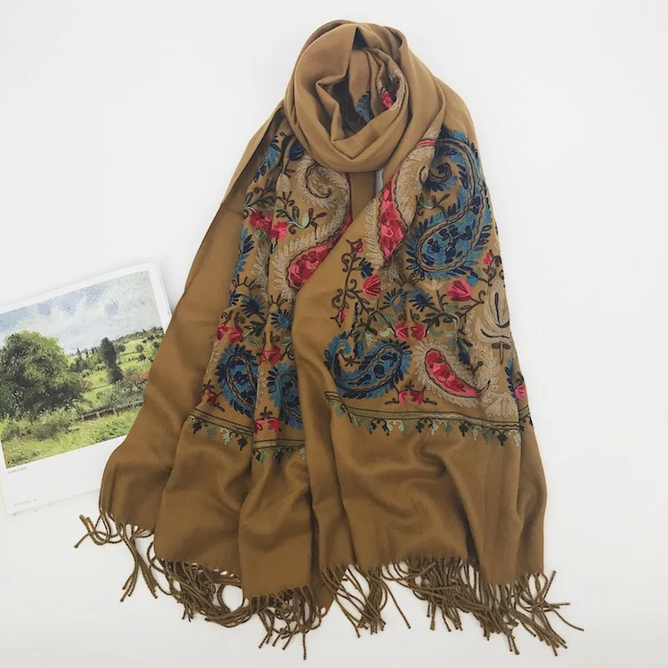 Ms. Two кешью вышитые цветы имитация кашемировый шарф двойного назначения шаль