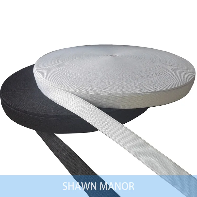 Оптовая продажа 15 мм белая/черная цветная мягкая плетеная эластичная лента для