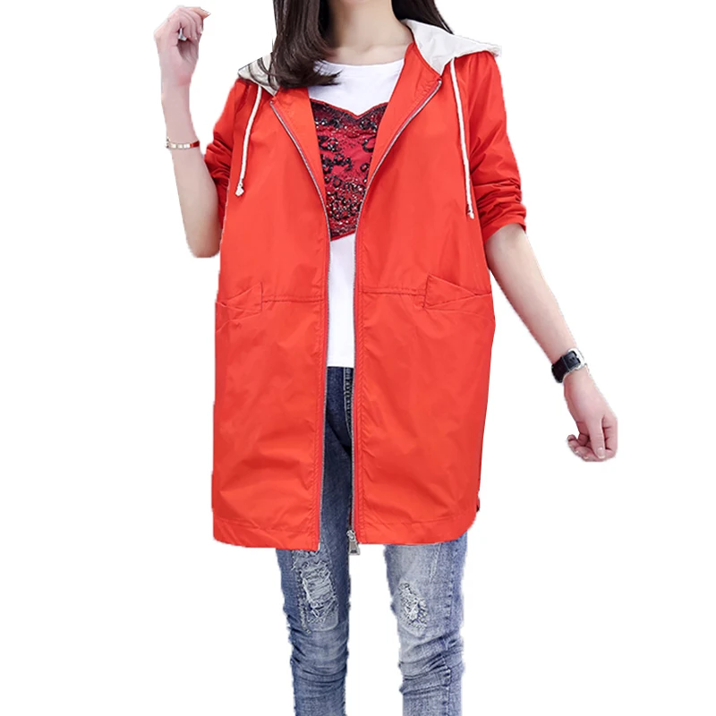 Женская верхняя одежда на весну и осень новинка 2019 куртка с капюшоном длинным