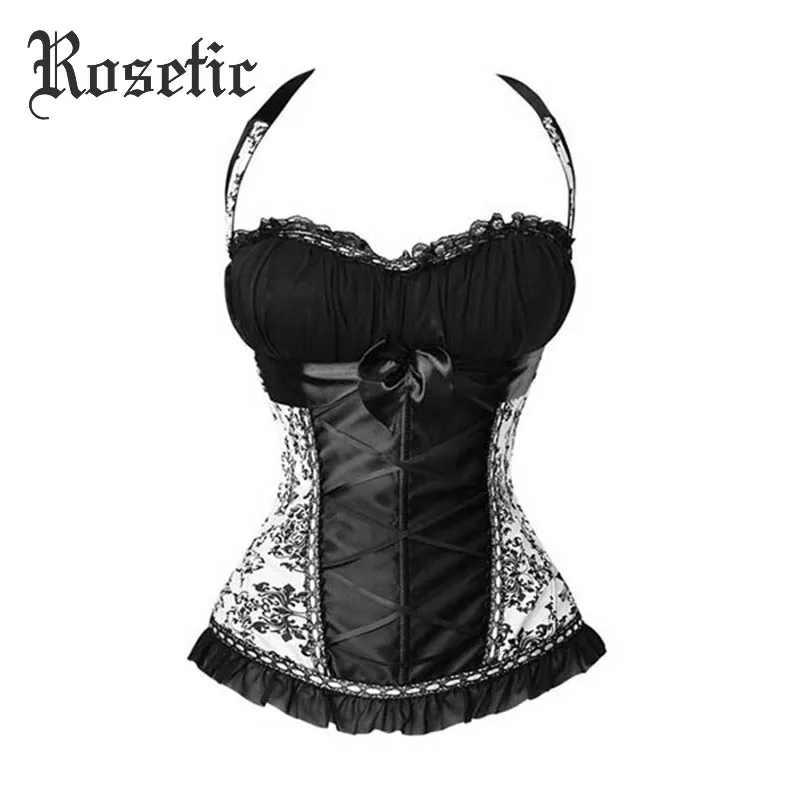 Rosetic, бюстье, корсет, женские ремни, короткие, сексуальные, блестящие, на шнуровке, тонкие, черные, пэчворк, сексуальные корсеты, Холтер, корсет под грудь