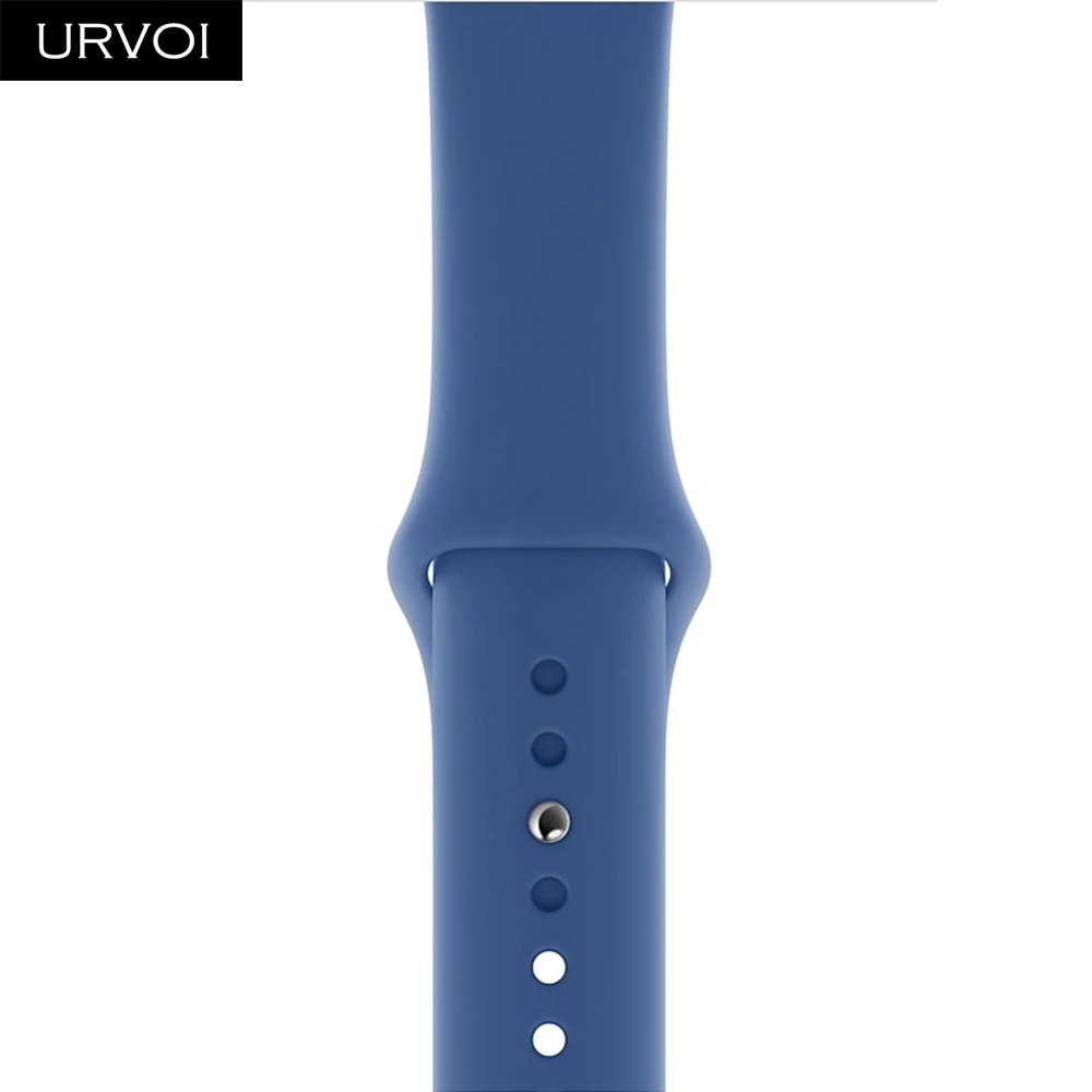 Delft Blue Спортивный ремешок URVOI для apple watch 5, 4, 3, 2, 1, силиконовый ремешок для iWatch 40 мм, 44 мм, застежка на булавке и застежке, новинка, сосновый зеленый - Цвет ремешка: Delft Blue