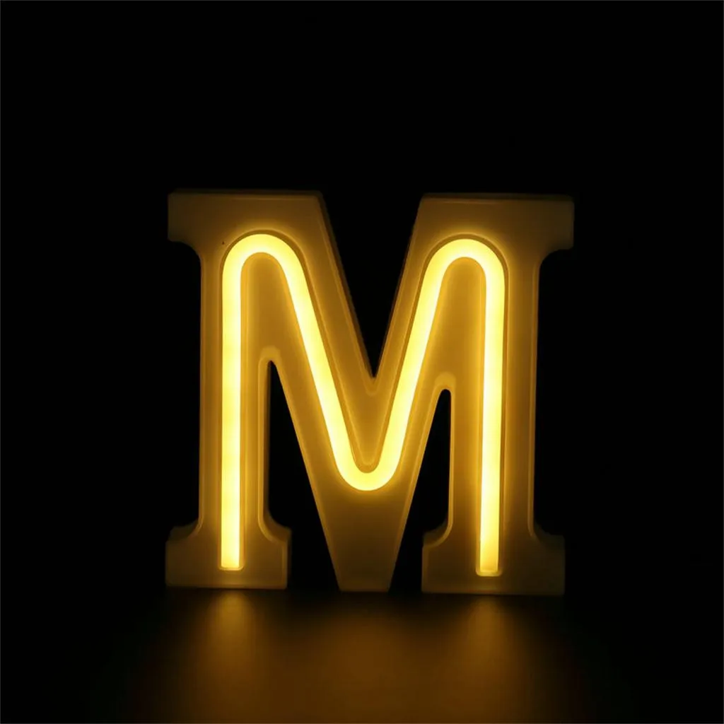 M Светодиодный светильник с буквенным алфавитом, с надписью, с USB, Романтический, сделай сам, светящийся, белый, пластиковый, с буквами, висящий, A-Z и свадебные светильники - Цвет: M
