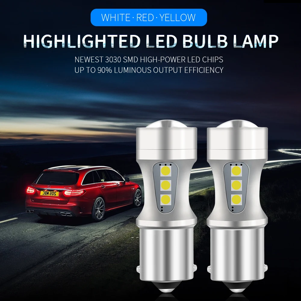 2xpcs указатель поворота p21w BA15S 1156 S25 BAU15S PY21W led 3030 чип 12 v автоматический стоп сигнал