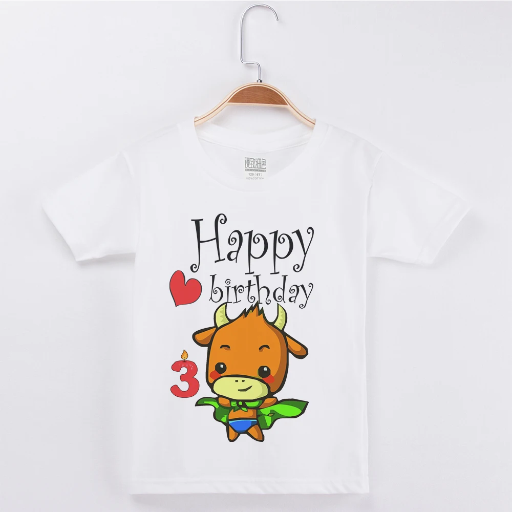 

2019 New Products Best Selling Birthday Boys T-shirt Cow Printing Cotton Kids Clothes Girls Tops Children Clothing Tee Shirts