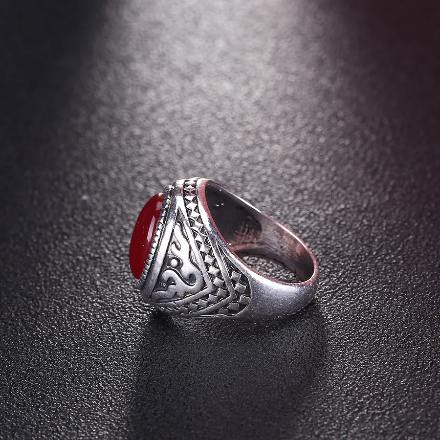 Высококачественное мужское кольцо с покрытием под античное серебро черное