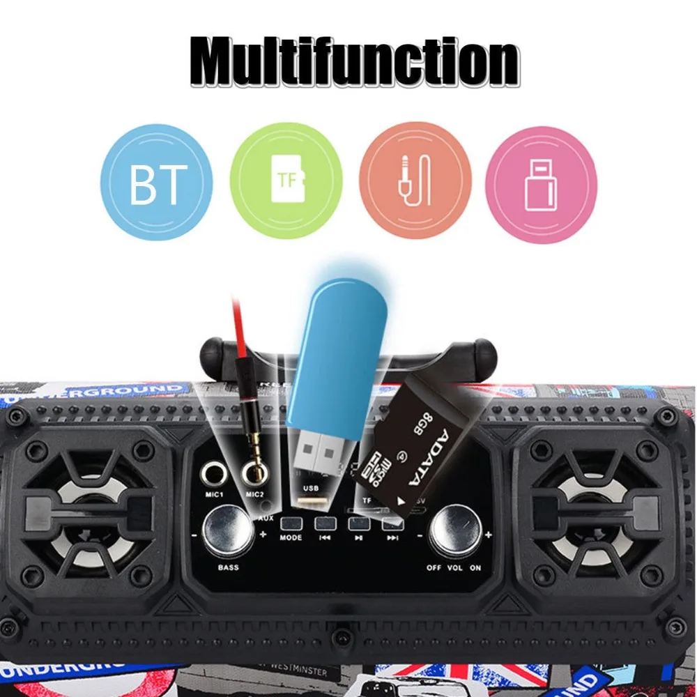 Беспроводной сабвуфер 15 Вт с большим аккумулятором Bluetooth колонка портативная