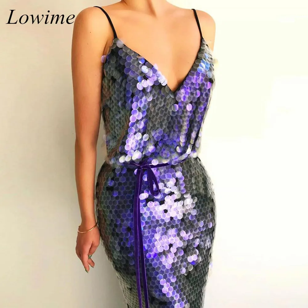 Модные блестящие темно фиолетовые платья для выпускного бала с блестками платье