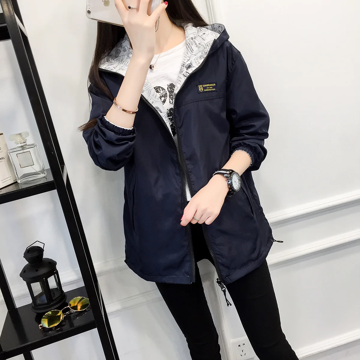 Новинка Осень-зима 2017 хлопковая куртка с капюшоном для студенток бейсбольная