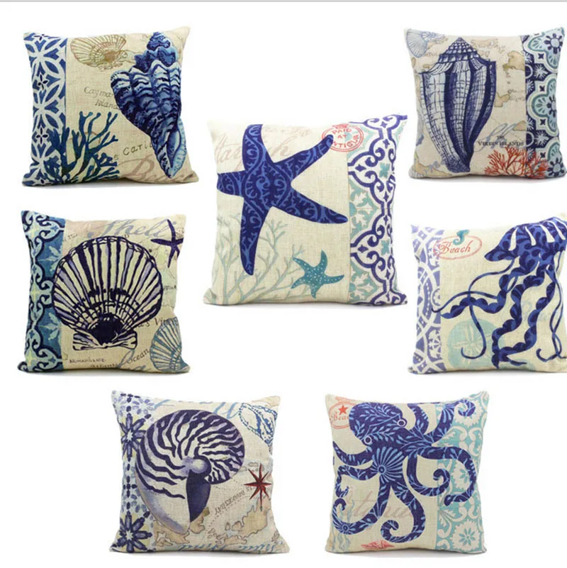 45 см * Морская жизнь дизайн лен/хлопок наволочки для дивана Наволочка Чехол