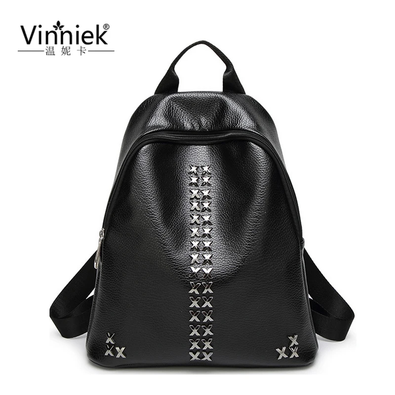 Vinniek заклепки школьные сумки для девочек-подростков повседневные женские рюкзак