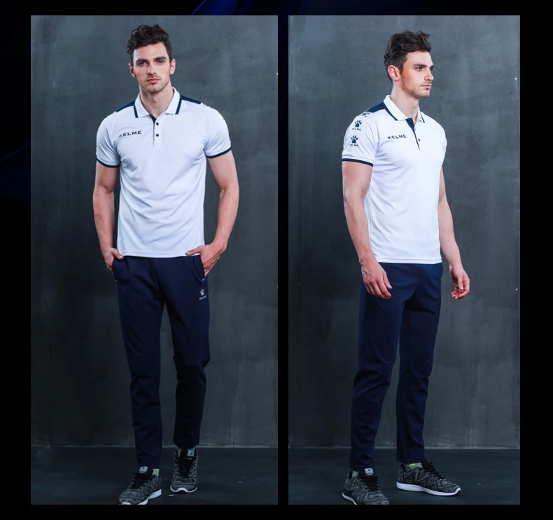KELME мужская летняя тренировочная одежда, спортивные рубашки с коротким рукавом, топы поло 3871004