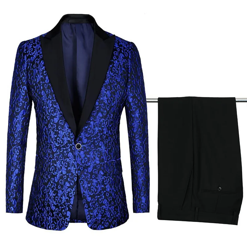 

Men's suit men's fashion gentleman jacquard suit two-piece suit (jacket + pants) wedding groom groomsmen dress