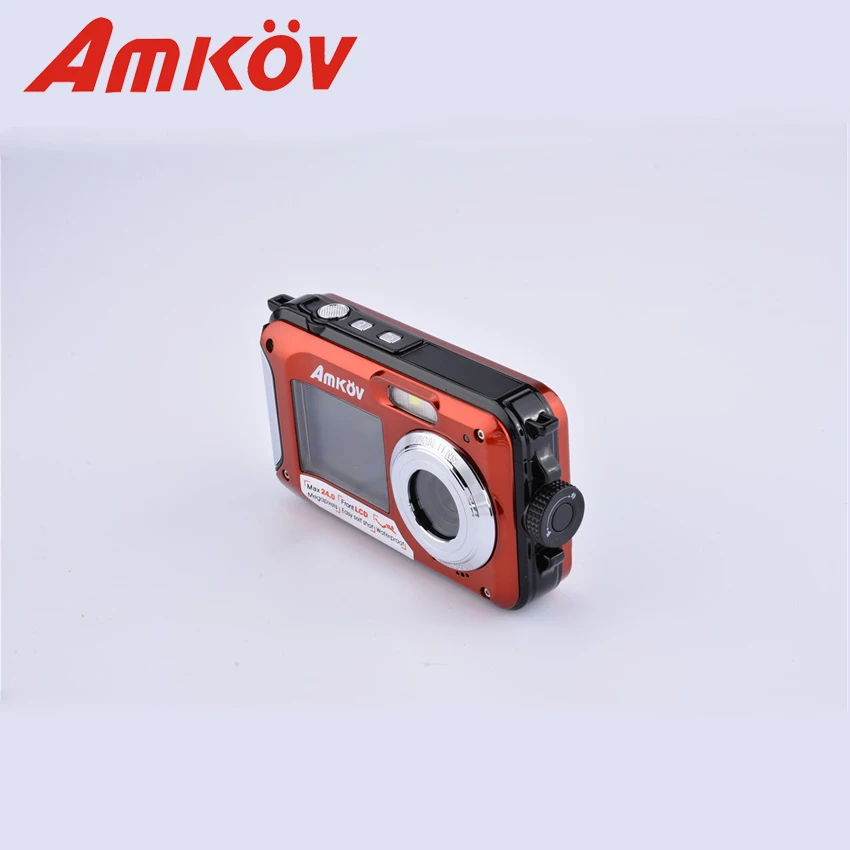 Высокое Качество AMKOV W599 Водонепроницаемый 24MP Цифровые Камеры Двойные Экраны Мини