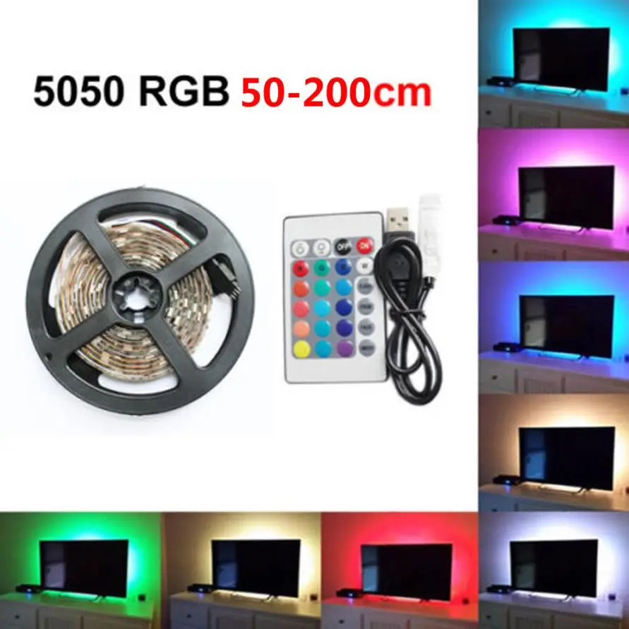 MUQGEW 5V 5050 Светодиодная лента 50 200 см USB для телевизора Лампа задней панели 5050RGB