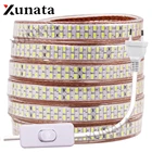 Двухрядная Светодиодная лента, 240 светодиосветодиодный sm, 5730 светодиодов, ЕССШАВеликобритания, 110 В, 220 В, теплый белыйбелый, водонепроницаемая гибкая лента, светодиодная полоса с переключателем