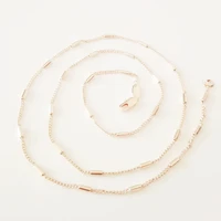 women jewelry necklace new fashion 585 rose gold color jewelry copper 60cm women slim long necklace