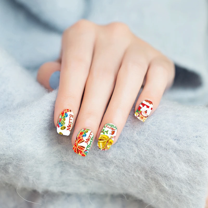 1 шт. светящиеся наклейки для ногтей рождественские фрукты Санта Клаус дизайн