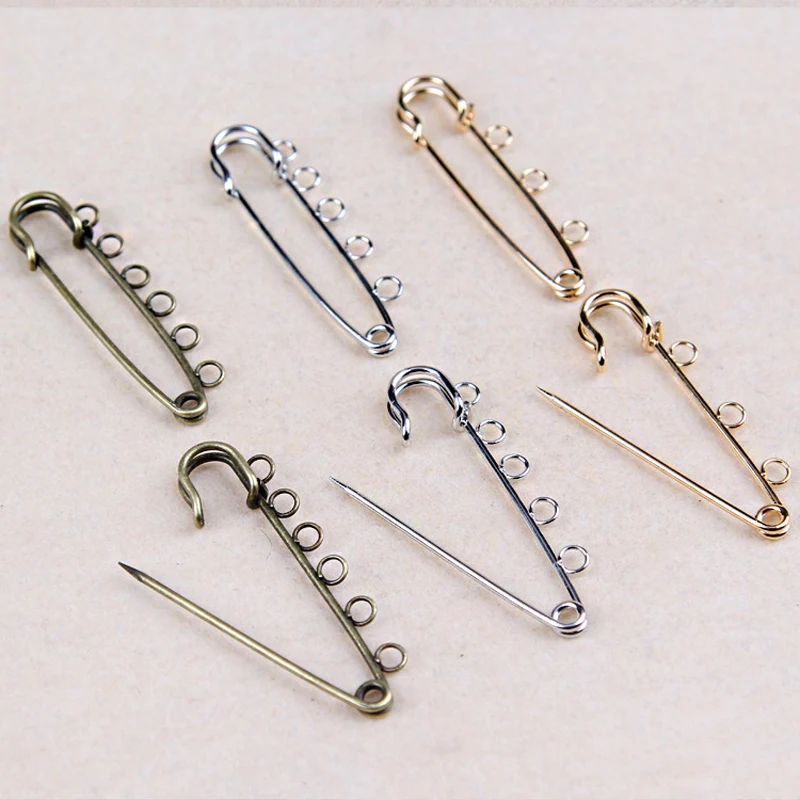 Брошь с золотым/бронзовым покрытием 3 шт. 2/3/4/5/6 отверстий|brooch findings|safety pinspendant setting |