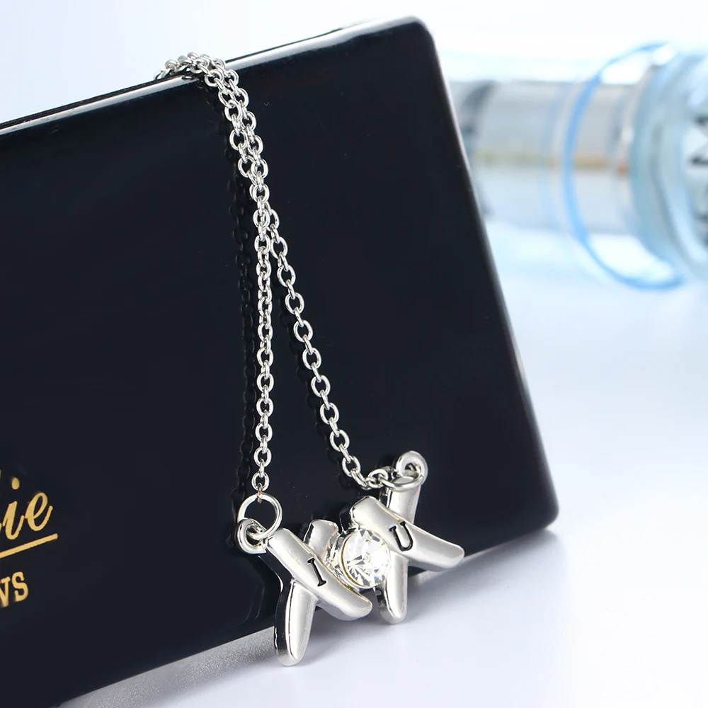 Unique Design Crystal X O Pendant Necklaces Women Fashion Letter I U Jewelry For | Украшения и аксессуары