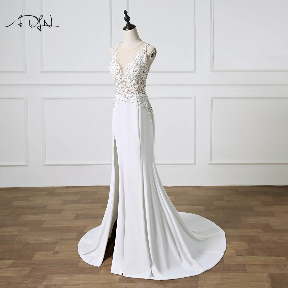 ADLN романтическое свадебное платье русалки Иллюзия лиф с Боковым Разрезом Турция