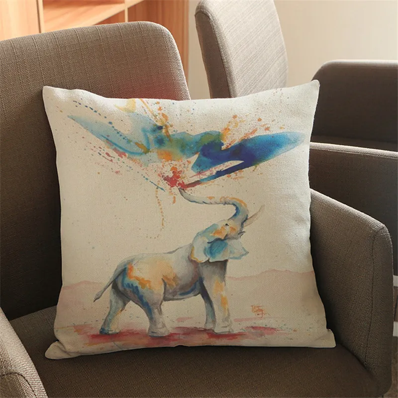 Love animals elephant leo colorful painting Pillow case Cushion Cover sofa hotel club coffee shop chair home Decorations gift | Дом и сад