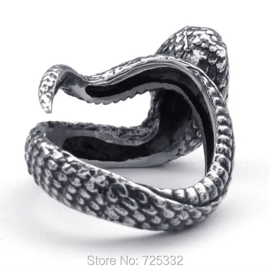 Винтажные кольца мужские для байкеров из нержавеющей стали Кобра змеиная лента