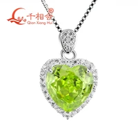 europe style temperament heart shape sparkling synthetic cubic zirconia pendant necklace