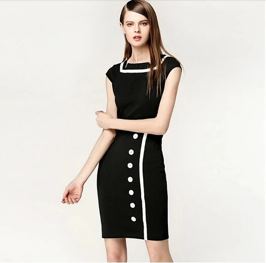 2017 New Women Business Work Sheath Bodycon Vintage Pencil Dress Career Elegant Office Black White Drop Shipping | Женская одежда