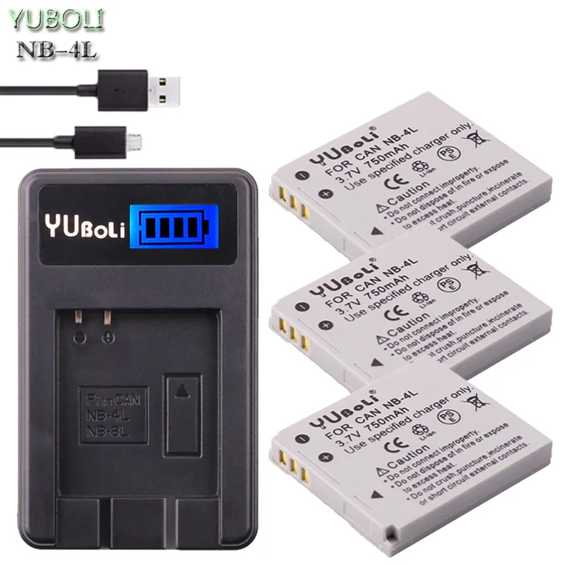 Акумуляторная батарея NB-4L NB 4L NB4L Батарея объектива Цифрового Фотоаппарата Canon IXUS 50 55 60 65 80 75 100 I20 110 115 120 130 117 220 225 Аксессуары для фотоаппаратов - Цвет: charger and 3battery