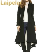 autumn women fashion trench coat european style long sleeve casual outwears maxi dovetail slim black high low 5xltrench