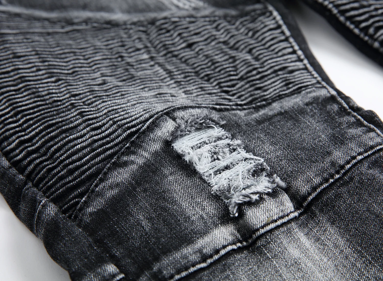 Узкие мужские джинсы потертые тонкие уличные эластичные байкерские штаны в