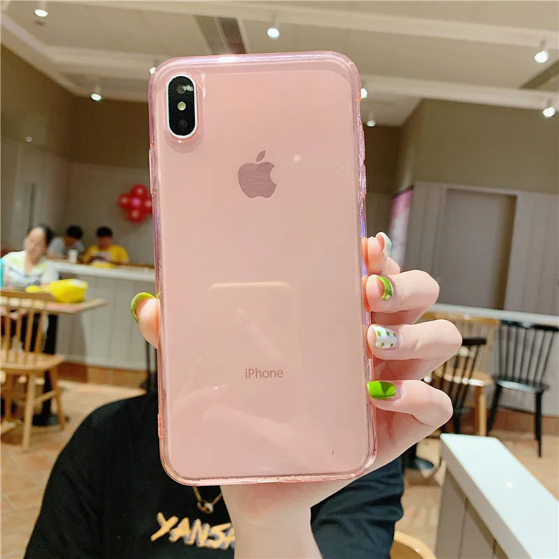 G Прозрачный безрамный чехол для iphone 7 Чехол для iphone X XS Max XR 7 8 6 6S Plus задняя крышка прозрачный мягкий кремний чехол для телефона s - Цвет: G